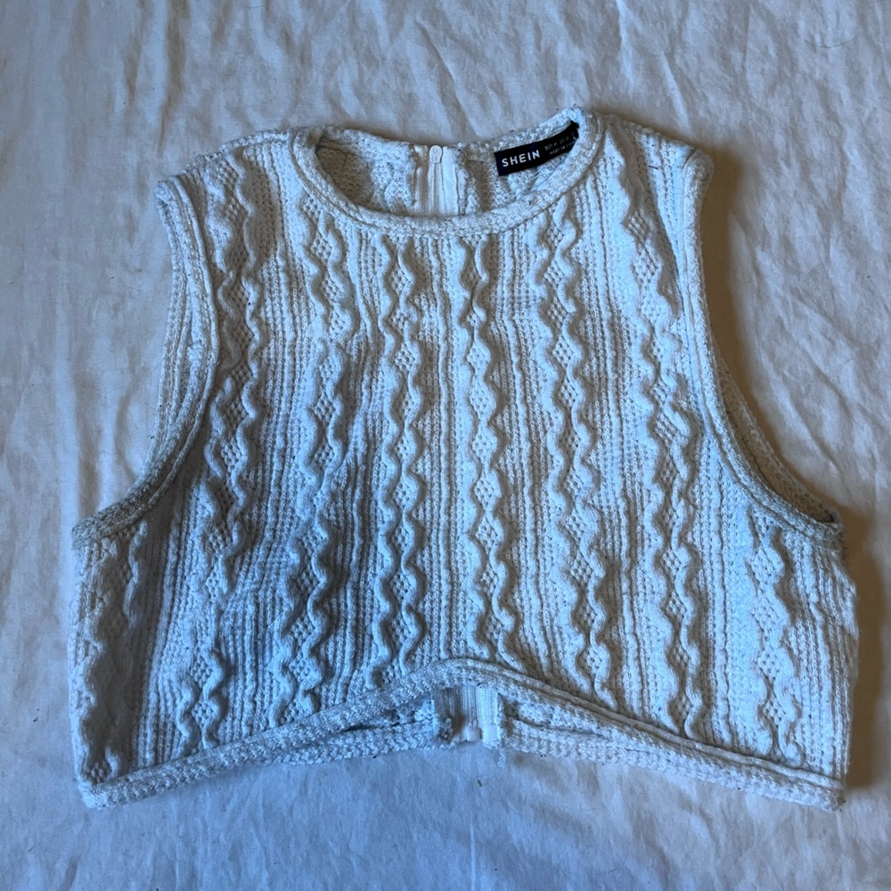 White, Cropped Sweater Tank Top